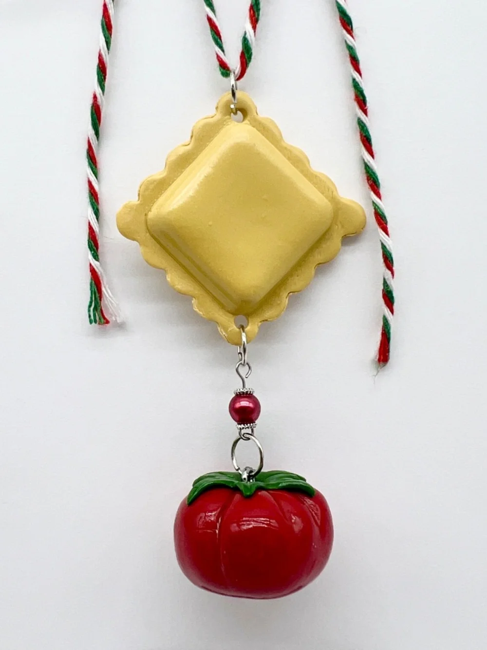 Ravioli & Tomato Ornament | Handmade Italian Food Ornament, Pasta Lover Gift